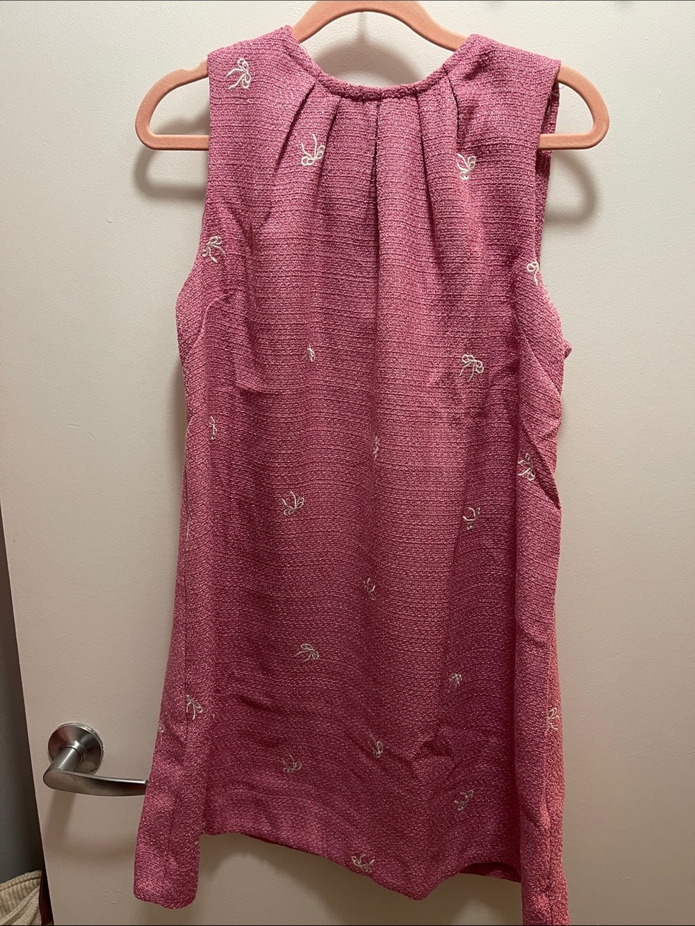 NWT Umgee Pink Tweed Embroidered Bow Dress - Picture 4 of 7